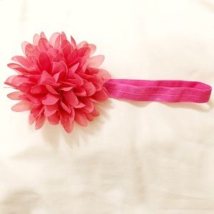 NWOT pink chiffon flower headband bow